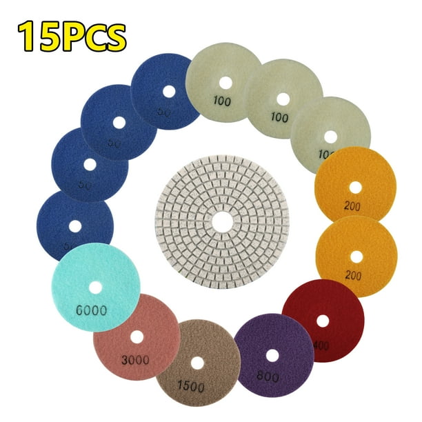 4/" DIAMOND POLISHING PAD DRY 18 Piece Grit 50 100 200 Concrete Granite Ceramic